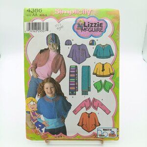 UNCUT Vintage Sewing PATTERN Simplicity 4386, Girls Lizzie McGuire 2005 Fleece